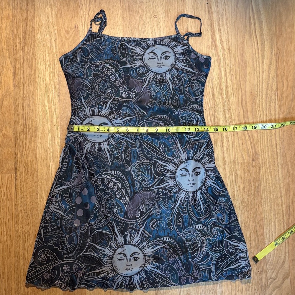 Celestial Patterned Spaghetti Strap Mini Slip Dress Med - Picture 8 of 9